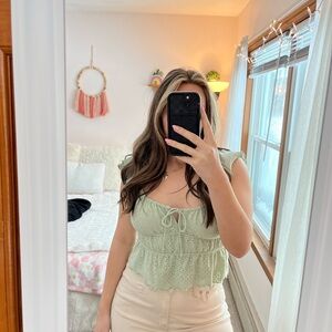 URBAN Romantics Light Green Eyelet Blouse